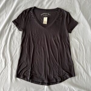 Dark Grey Solid V-Neck